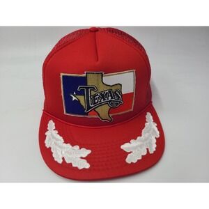 Vintage Texas Flag Scrambled Eggs Rope Cobra Caps Mesh Trucker Snapback Hat Red